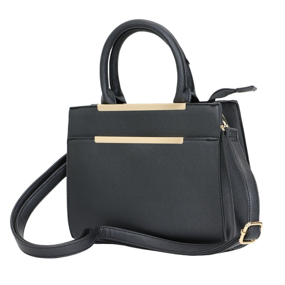 Black Faux Leather Purse Tote Cross Body Shoulder Hand Bag